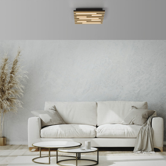 JUST LIGHT AKUSTIK LED Deckenleuchte Warmweiss 10W Holz-natur 15590-79
