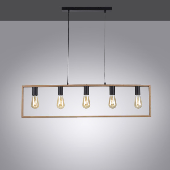 JUST LIGHT FRANKY Pendelleuchte E27 max. 60W 5-fach schwarz 15653-18