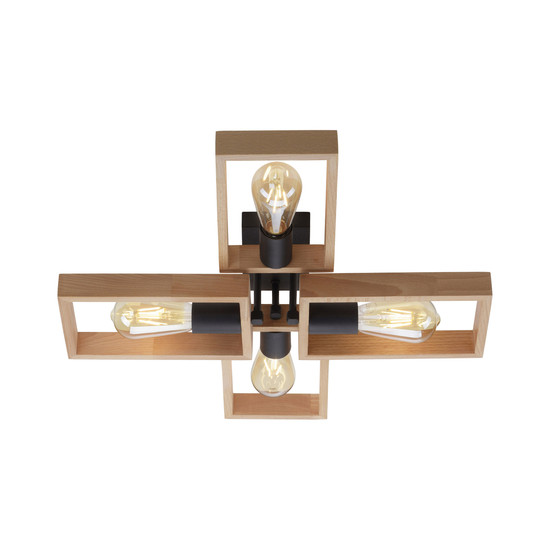 JUST LIGHT FRANKY Deckenleuchte E27 max. 60W 4-fach schwarz 15656-18