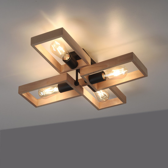 JUST LIGHT FRANKY Deckenleuchte E27 max. 60W 4-fach schwarz 15656-18