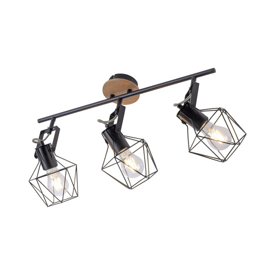 JUST LIGHT JARO Wand- und Deckenleuchte E27 max. 60W 3-fach Holz-natur 15673-78