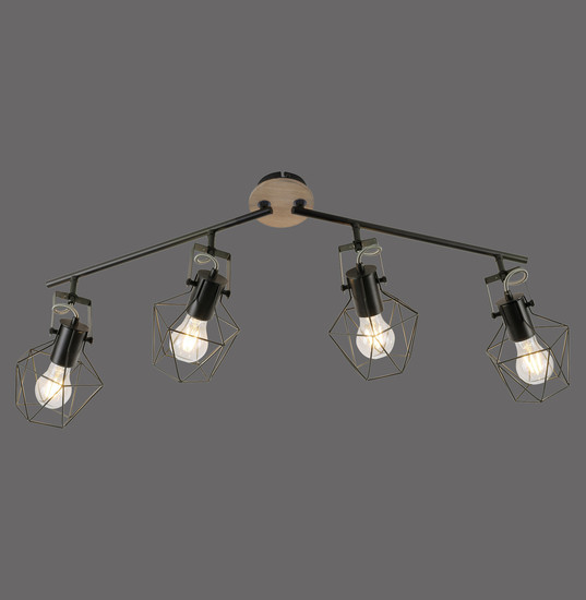 JUST LIGHT JARO Deckenleuchte E27 max. 60W 4-fach Holz-natur 15674-78