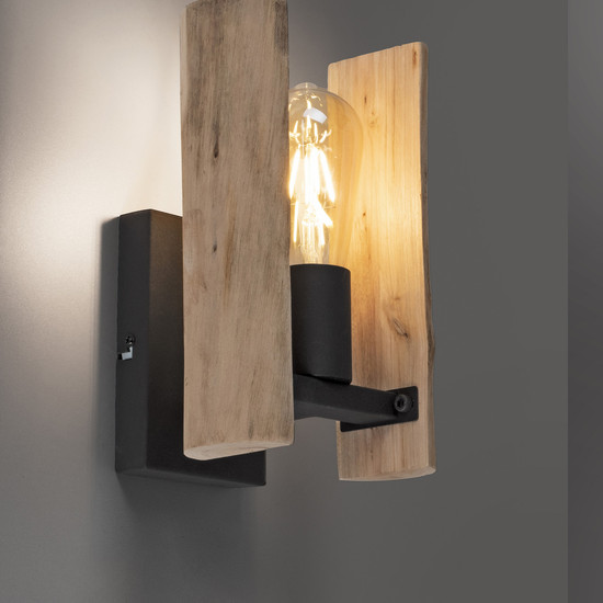 JUST LIGHT LOG Wandleuchte E27 max. 10W Holz-natur 15701-79