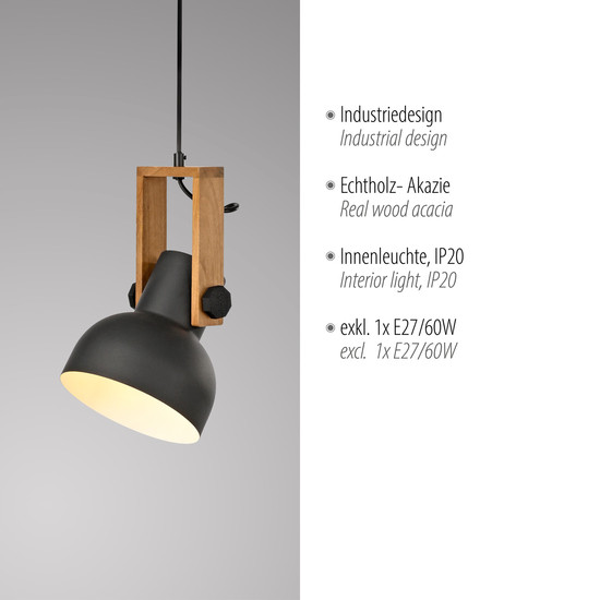 JUST LIGHT CUP 2.0 Pendelleuchte E27 max. 60W schwarz 15741-18