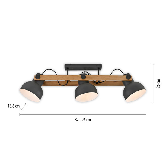 JUST LIGHT CUP 2.0 Deckenleuchte E27 max. 60W 3-fach schwarz 15745-18