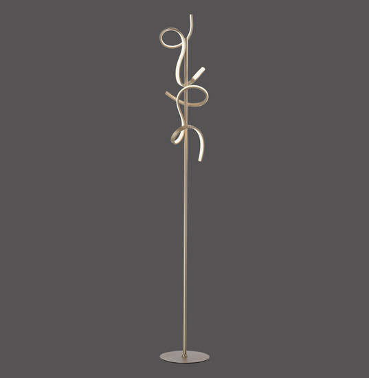 JUST LIGHT CURLS LED Stehleuchte Warmweiss Dimmbar 22W 2-fach messingmatt 19031-60