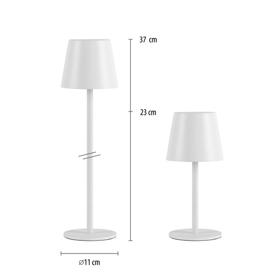 JUST LIGHT EURIA LED AKKU-Tischleuchte Warmweiss Dimmbar 2,5W weiss IP54 19250-16