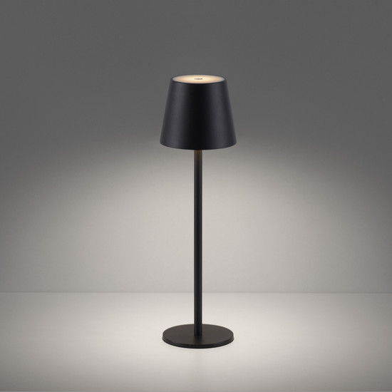 JUST LIGHT EURIA LED AKKU-Tischleuchte Warmweiss Dimmbar 2,5W schwarz IP54 19250-18