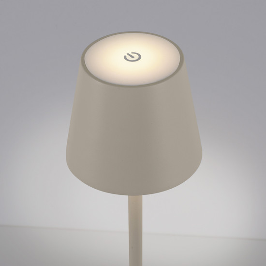 JUST LIGHT EURIA LED AKKU-Tischleuchte Warmweiss Dimmbar 2,5W greige IP54 19250-40