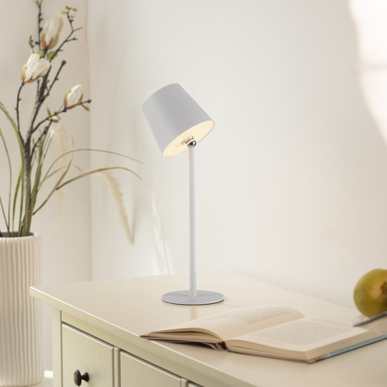 JUST LIGHT BOTERIA LED AKKU-Tischleuchte Warmweiss Dimmbar 2,5W weiss IP54 19251-16