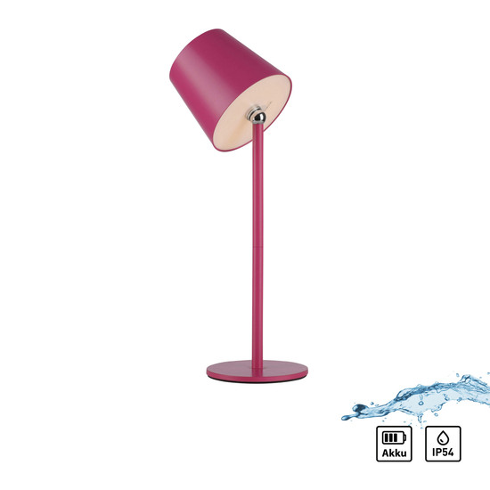 JUST LIGHT BOTERIA LED AKKU-Tischleuchte Warmweiss Dimmbar 2,5W pink IP54 19251-87