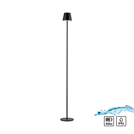 JUST LIGHT EURIA LED AKKU-Stehleuchte Warmweiss Dimmbar 2,5W schwarz IP54 19252-18