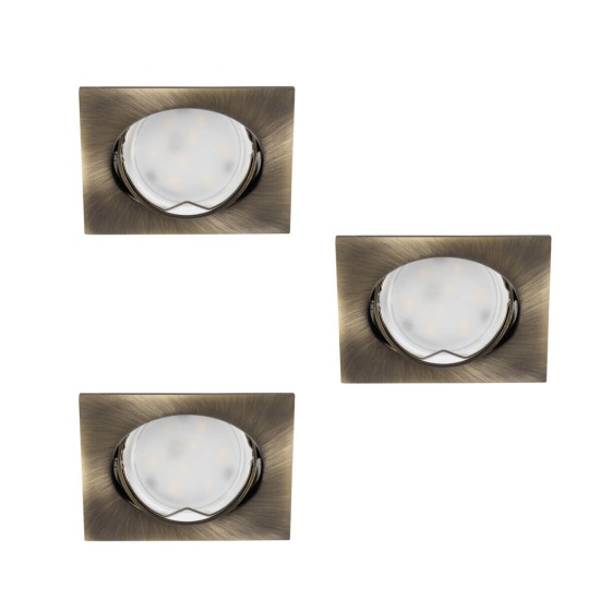 Kanlux Einbauleuchten-Set inklusive Lampe TRIBIS II 3er-Pack LED GU10 Messing 3x 23843