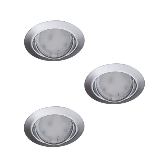 Kanlux Einbauleuchten-Set inklusive Lampe TRIBIS II 3er-Pack LED GU10 Chrom 3x 23847