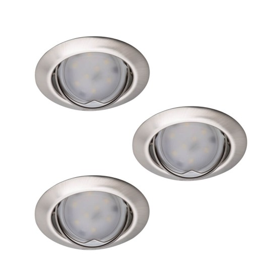 Kanlux Einbauleuchten-Set inklusive Lampe TRIBIS II 3er-Pack LED GU10 Chrom Matt 3x 23848