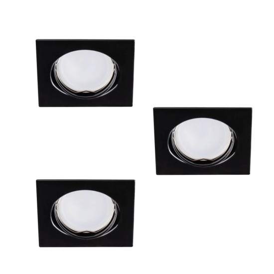 Kanlux Einbauleuchten-Set inklusive Lampe TRIBIS II 3er-Pack LED GU10 Schwarz 3x 23853