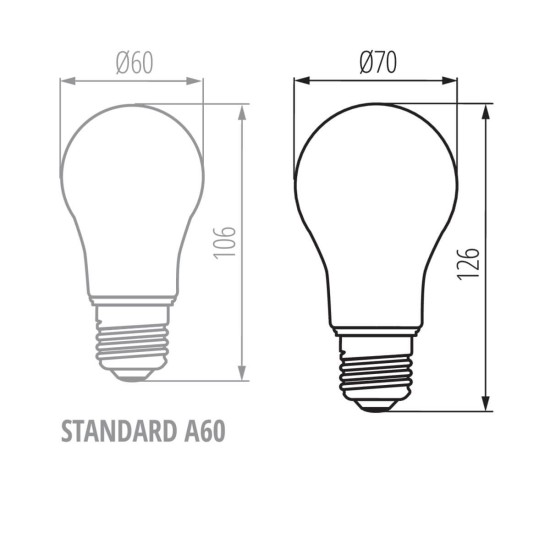 Kanlux Lampe XLED A70 E27 Transparent 18W 29648