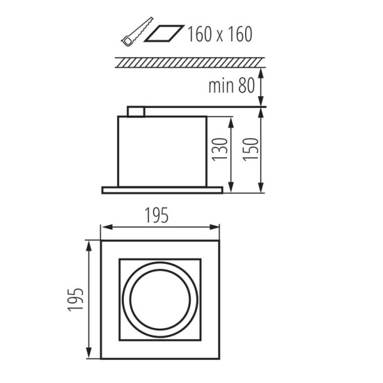 Kanlux Downlight, Einbauleuchte MATEO ES Schwarz 32930