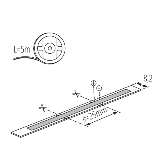 Kanlux LED-Streifen LCOB 12V 1m = 8W IP65 33365