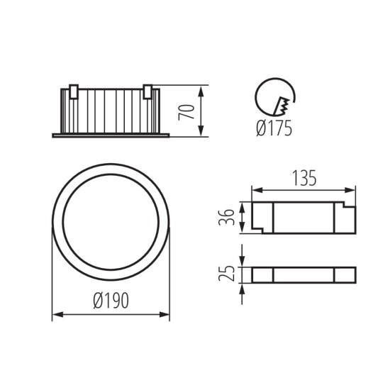 Kanlux Downlight, Einbauleuchte TIBERI PRO LED Weiß IP44/20 35672