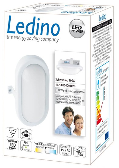 Schwabing Ledino Wand/-Deckenleuchte 10W, 4000K, oval neutralweiss