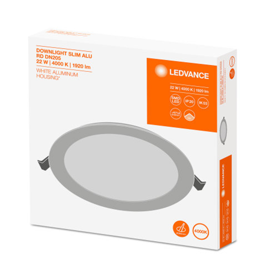 Ledvance Downlight Slim Alu 205 22W 4000K LED Einbauleuchte
