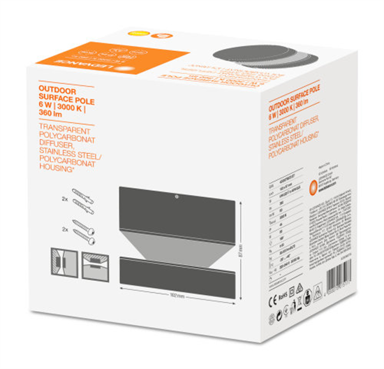 Ledvance Outdoor Surface Pole 6W 3000K IP44 Sst LED Außenleuchte