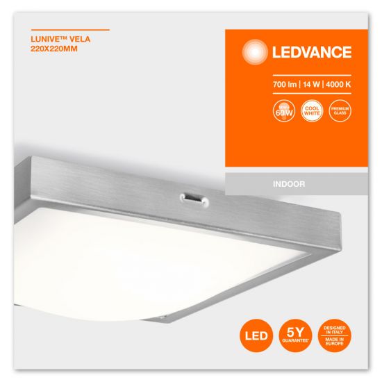 Ledvance LED Decken-/Wandleuchte Lunive universell 220X220 14W 4000K