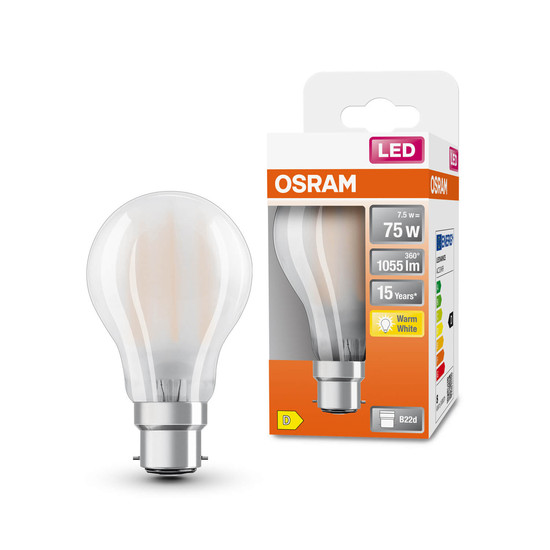 OSRAM LED Lampe Retrofit CLASSIC A 7.5W 827 Frosted B22d Warmweiss 4058075592735