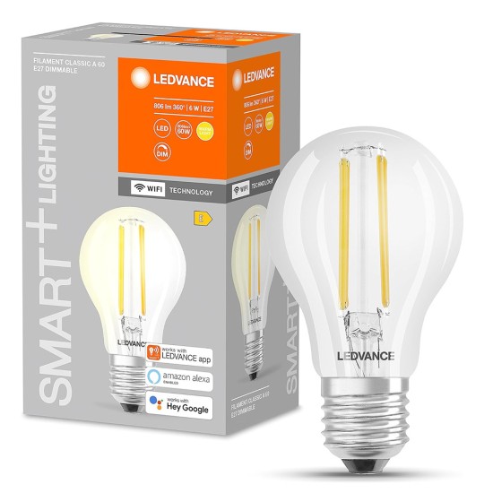 LEDVANCE LED Lampe SMART+ Filament dimmbar 60 6W warmweiss E27 Wi-Fi 4058075665620