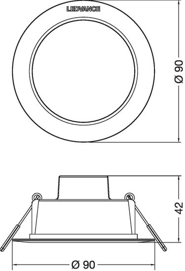 LEDVANCE DOWNLIGHT Einbauleuchte IP44 90 4W 865 weiss 4058075702929