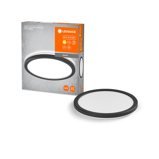 LEDVANCE LED Deckenleuchte ORBIS ULTRA SLIM CLICK 23,5cm Black 15W Dimmbar Warmweiss 4058075752863