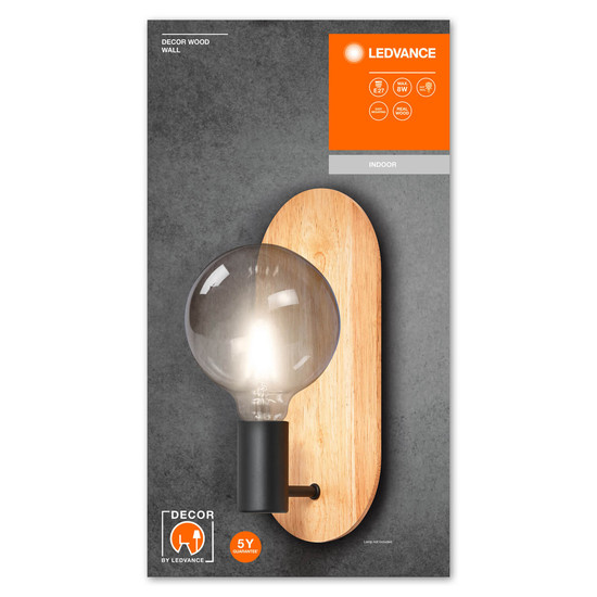 LEDVANCE Wandleuchte Decor Wood Wall E27 4058075757080