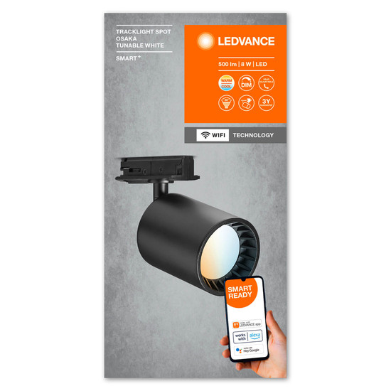 LEDVANCE LED Spot SMART+ TRACKLIGHT OSAKA Black TW Dimmbar Tunable White, Kalt-zu-Warm-Farbwechsel 4058075759800