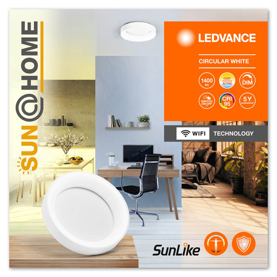 LEDVANCE LED Deckenleuchte Sun@Home Circular White Dimmbar Tunable White, Kalt-zu-Warm-Farbwechsel 4058075762763