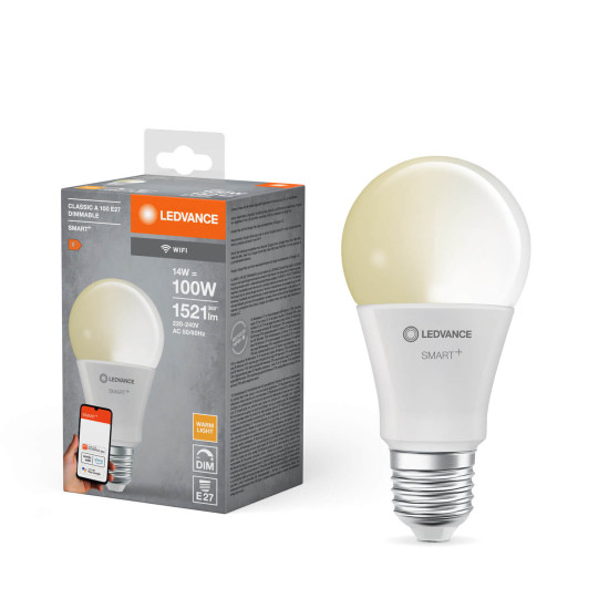 LEDVANCE LED Lampe SMART+ WiFi Classic 230V FR E27 Dimmbar Warmweiss 4058075778672