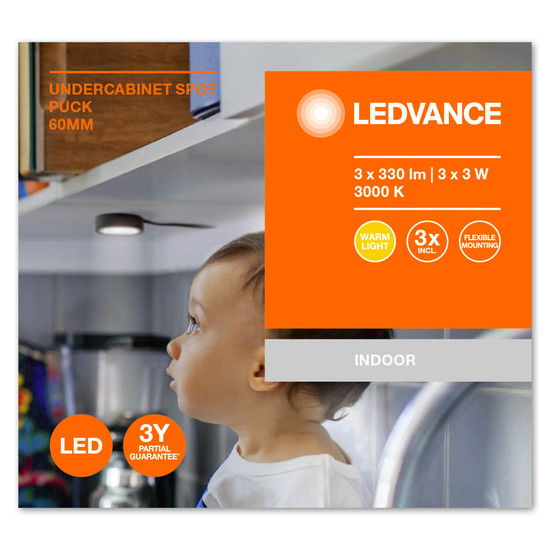 LEDVANCE LED Spot Spot Puck 65mm 3 x 3W Black Warmweiss 4058075791589