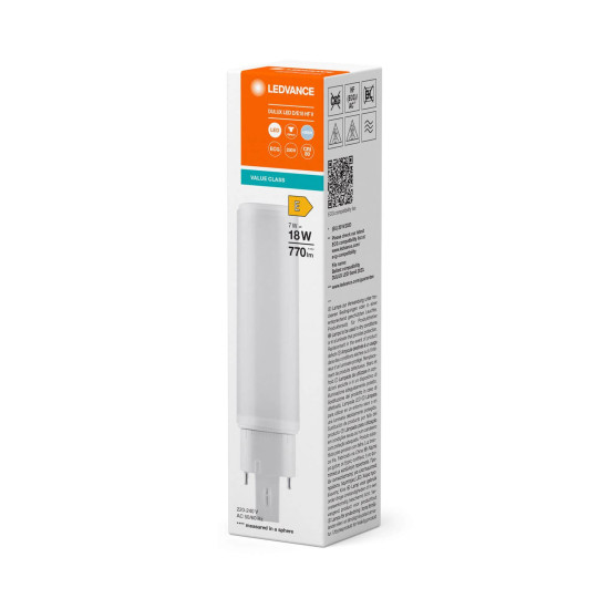 LEDVANCE DULUX LED HF EVG & AC MAINS 230V-direkt 7W 840 G24Q-2 G24q-2 770lm 4000K neutralweiss wie 18W 4058075821996