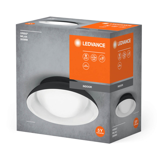 LEDVANCE Deckenleuchte ORBIS MILAN 30,5cm 2XE27 BK 4058075829107