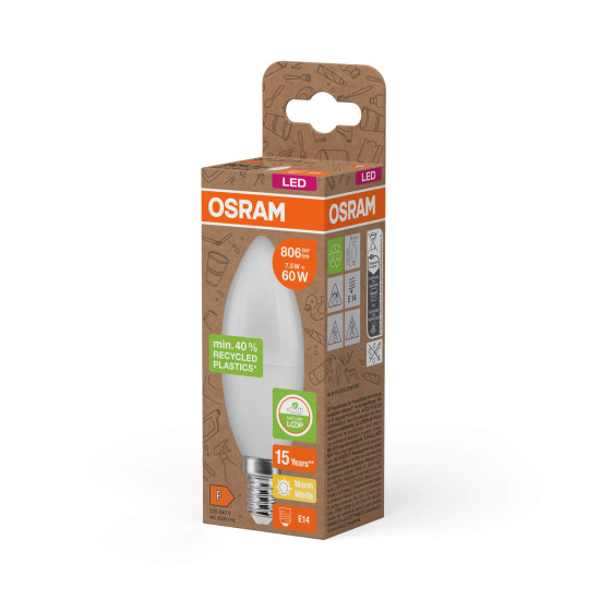 OSRAM LED Lampe PCR LAMPS WITH CLASSIC B 7.5W 827 Frosted E14 Warmweiss 4058075832008