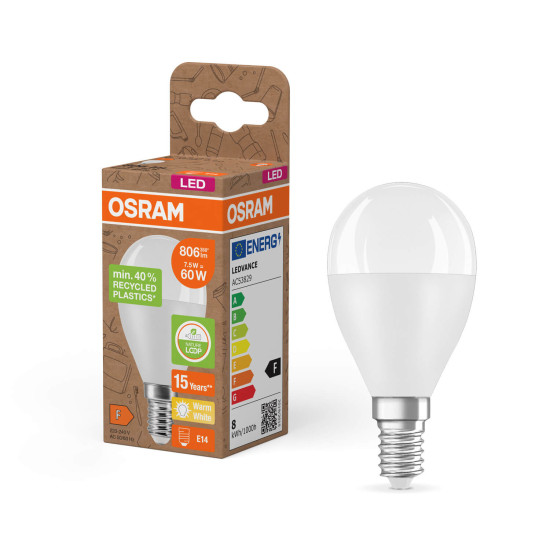 OSRAM LED Lampe PCR LAMPS WITH CLASSIC P 7.5W 827 Frosted E14 Warmweiss 4058075832121