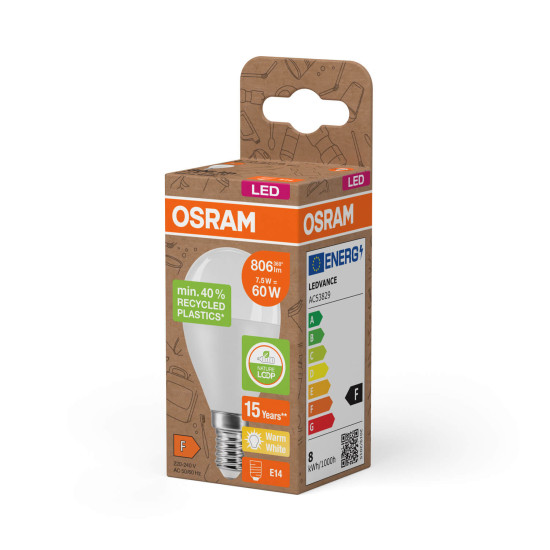 OSRAM LED Lampe PCR LAMPS WITH CLASSIC P 7.5W 827 Frosted E14 Warmweiss 4058075832121
