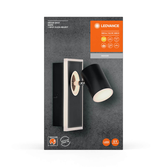 LEDVANCE LED Deckenleuchte DECOR SPOT MARS BLACK 1 Spot Warmweiss 4058075833791