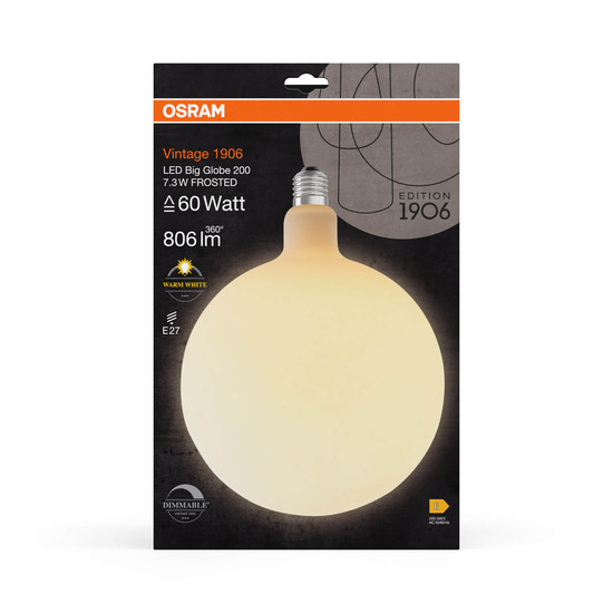 OSRAM LED Lampe Vintage 1906 Big Special Shapes 7.3W 827 Frosted E27 Dimmbar Warmweiss 4058075836129