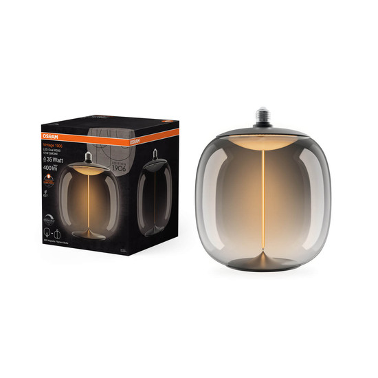 OSRAM LED Lampe VINTAGE 1906 BIG DECORATIVE BULB WITH Filament-MAGNETIC STYLE 12W 818 Smoke E27 Dimmbar Warmweiss 4058075836327