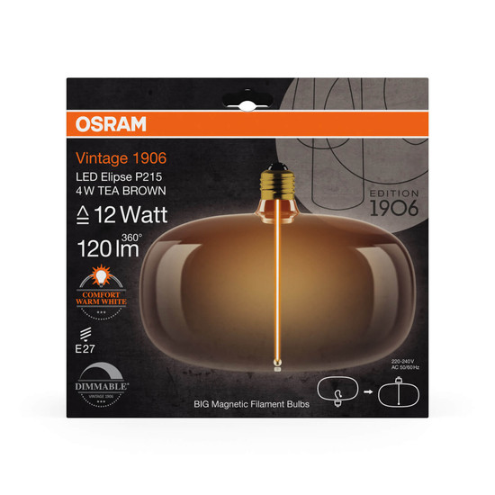 OSRAM LED Lampe VINTAGE 1906 DECORATIVE BULB WITH Filament-MAGNETIC STYLE 4W 818 Tea Brown E27 Dimmbar Warmweiss 4058075836365