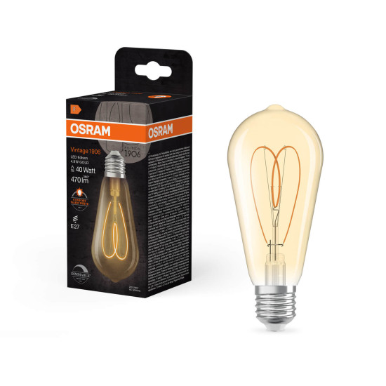 OSRAM LED Lampe Vintage 1906 CLASSIC Edison 4.9W 922 Gold E27 Dimmbar Warmweiss 4058075836983