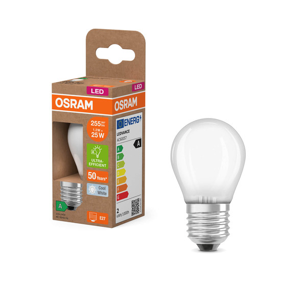 OSRAM LED Lampe CLASSIC P höchste Energieeffizienzklasse A 1.2W 840 Frosted E27 Neutralweiss 4058075839441