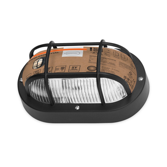 OSRAM Aussenleuchte Bulkhead Essential Oval E27 Black 4058075845589