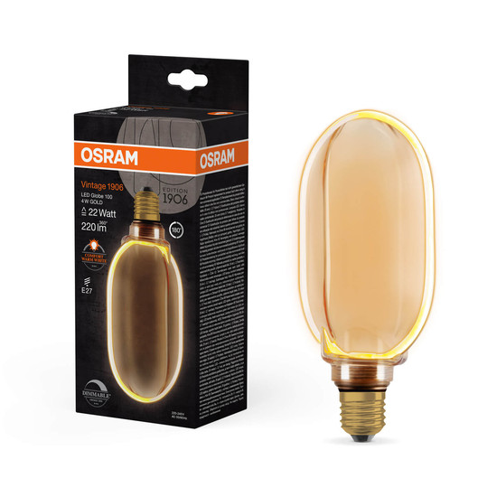 OSRAM LED Lampe VINTAGE 1906 CLASSIC GLOBE O - SHAPE Filament 4W 818 Gold E27 Dimmbar Warmweiss 4058075846005